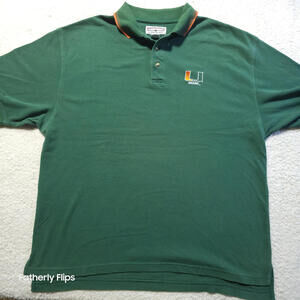Boca Classics Men's Polo XL University of Miami Embroidered Logo Green